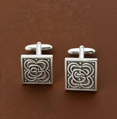 Handmade 925 Sterling Silver Square Cuff Links for Mens