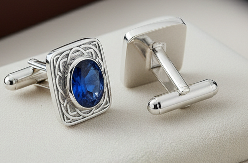 Sterling Silver Birthstone Cufflinks – Personalized Luxury Men’s Gift