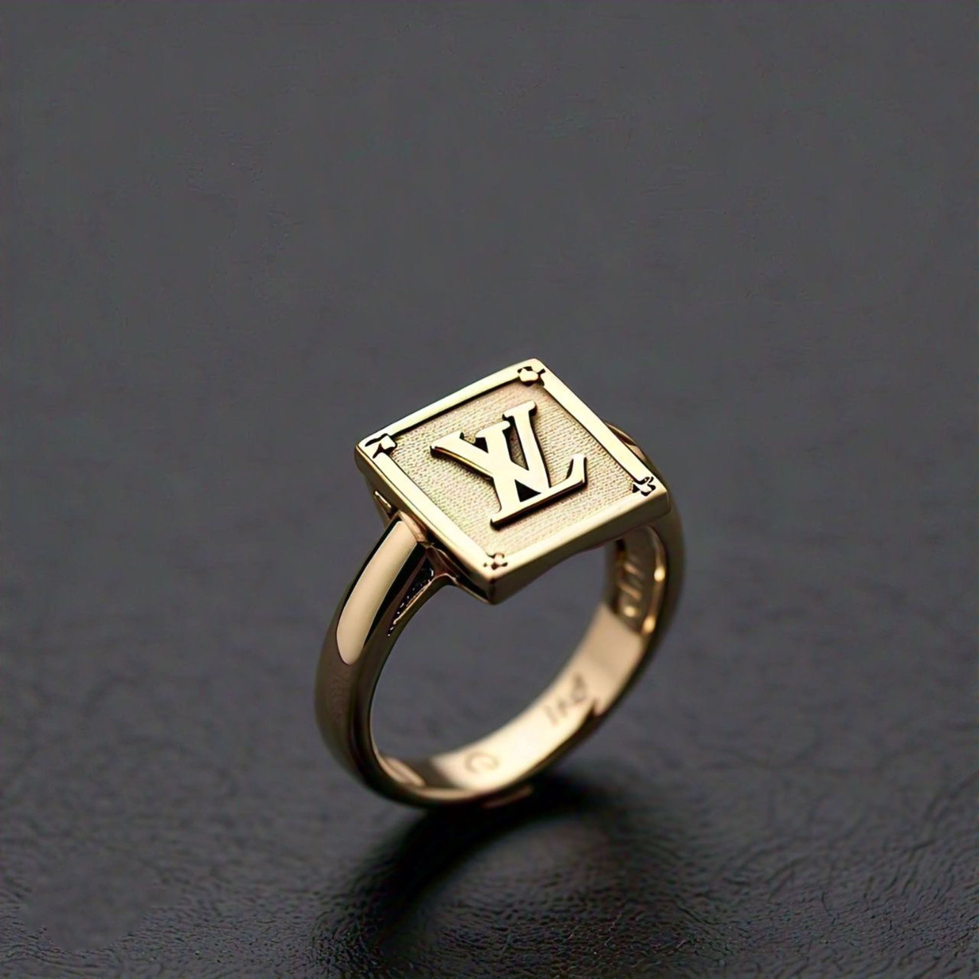 Luxury Louis Vuitton Logo Gold Plated Ring in 925 Silver