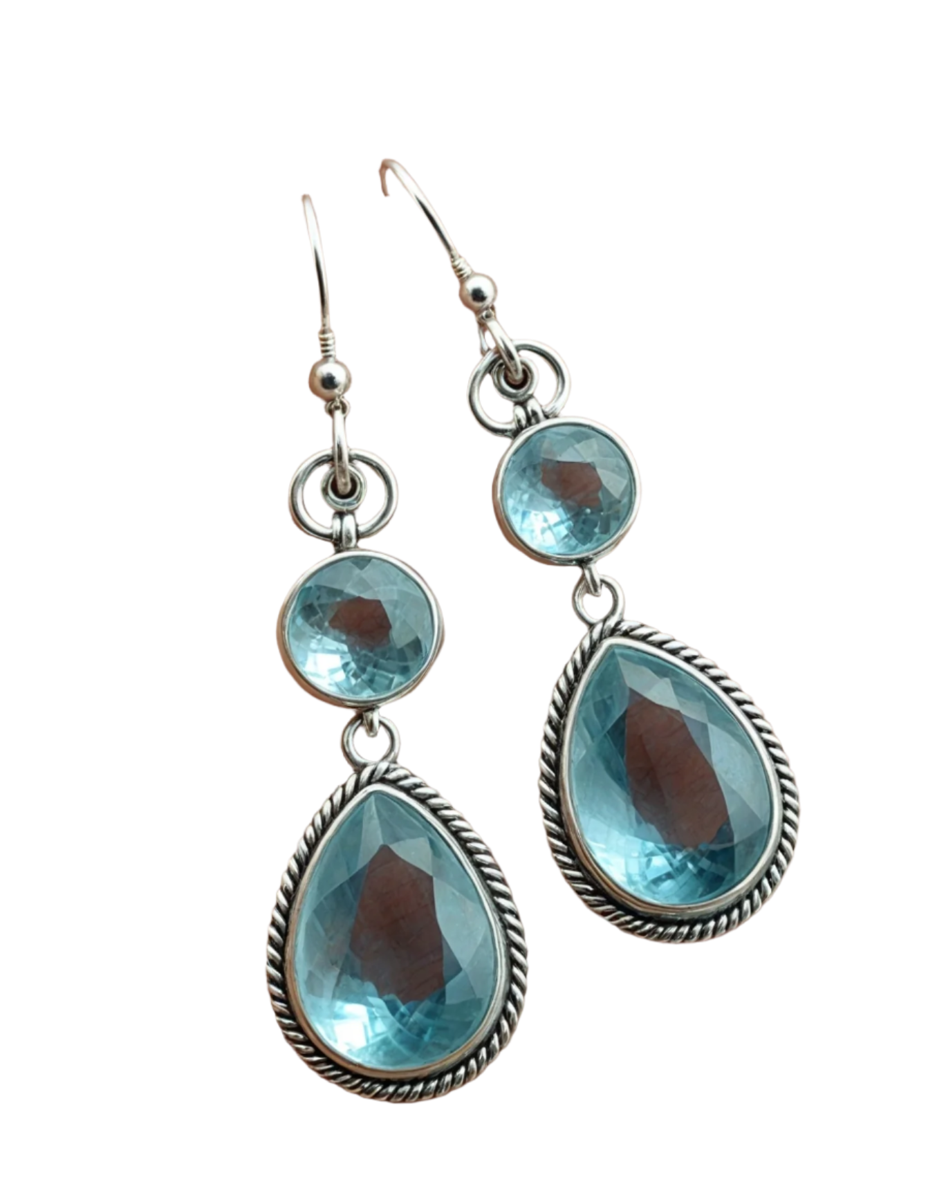 Aqua Chalcedony Drop Sterling Silver Handmade Earring