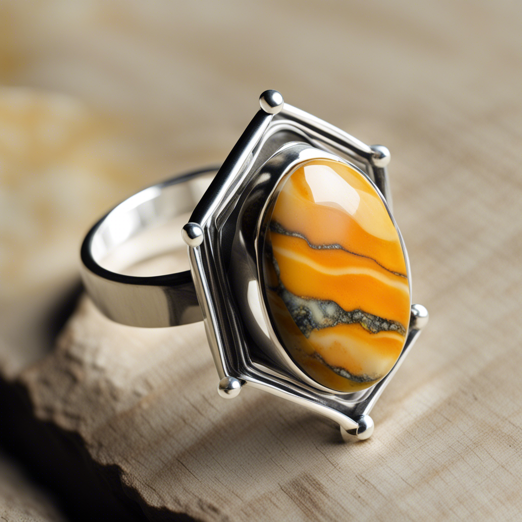 Handmade 925 Silver Bumble Bee Jasper Ring for Gift