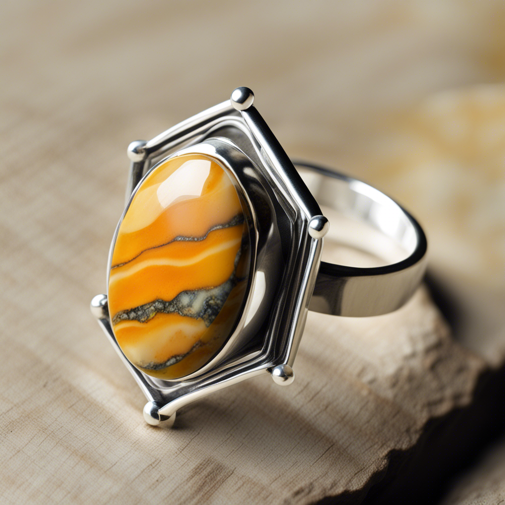 Handmade 925 Silver Bumble Bee Jasper Ring for Gift
