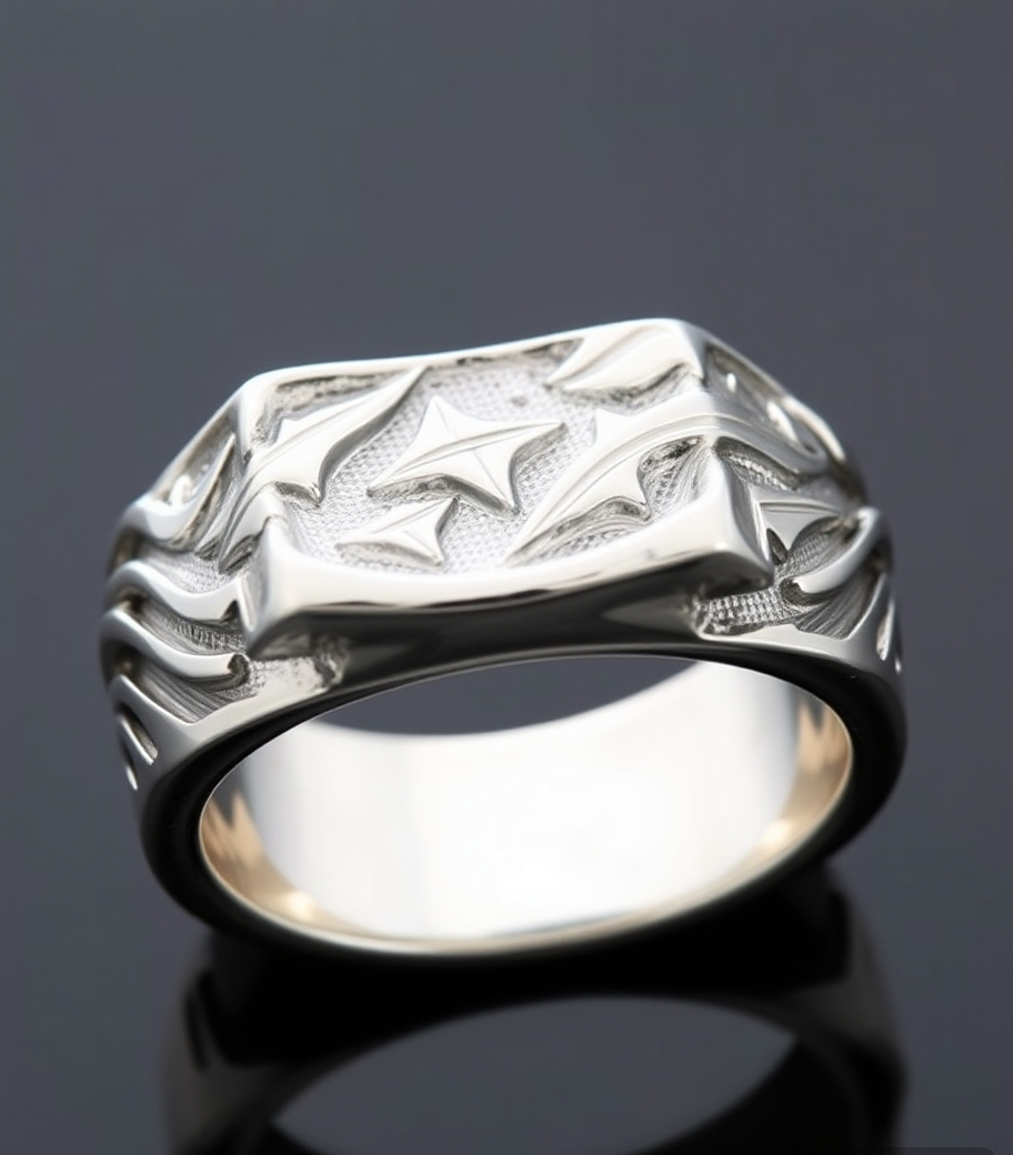 Sterling Silver Vintage Texture Ring for Boys