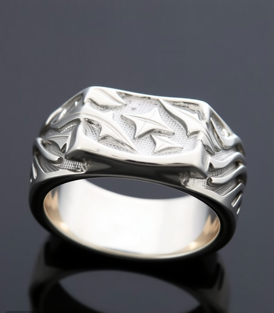 Sterling Silver Vintage Texture Ring for Boys
