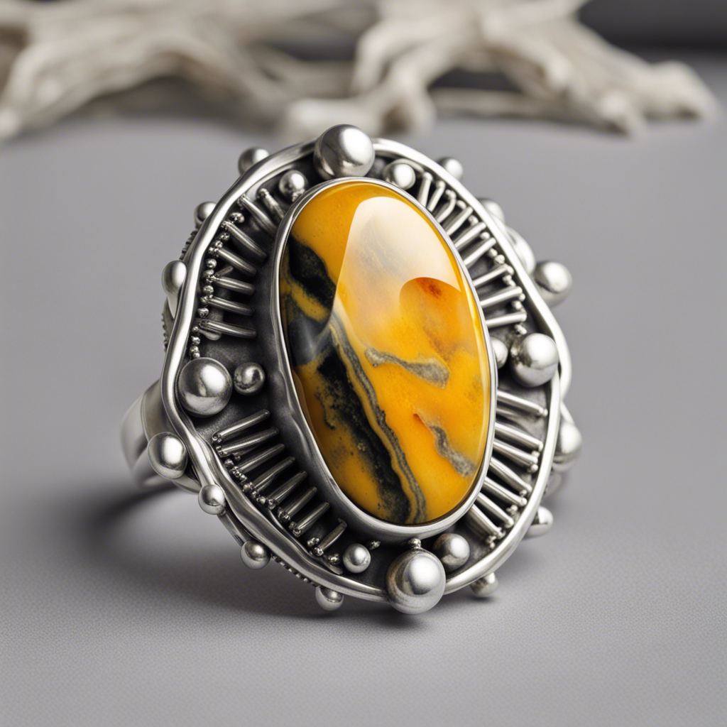 Graceful Bumble Bee Jasper Ring Handmade 925 Silver Jewelry