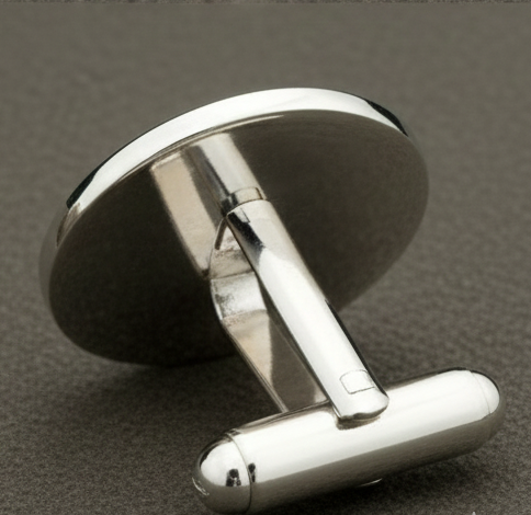 "Handmade 925 sterling silver carved oxidized round cuff links for men – elegant vintage-style jewelry accessory"