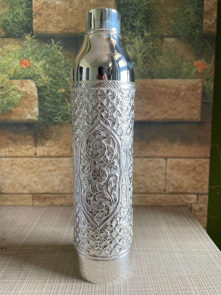 925 sterling silver handmade texture water Bottle for gifts , natural immunity booster , luxury silver gifts for wedding