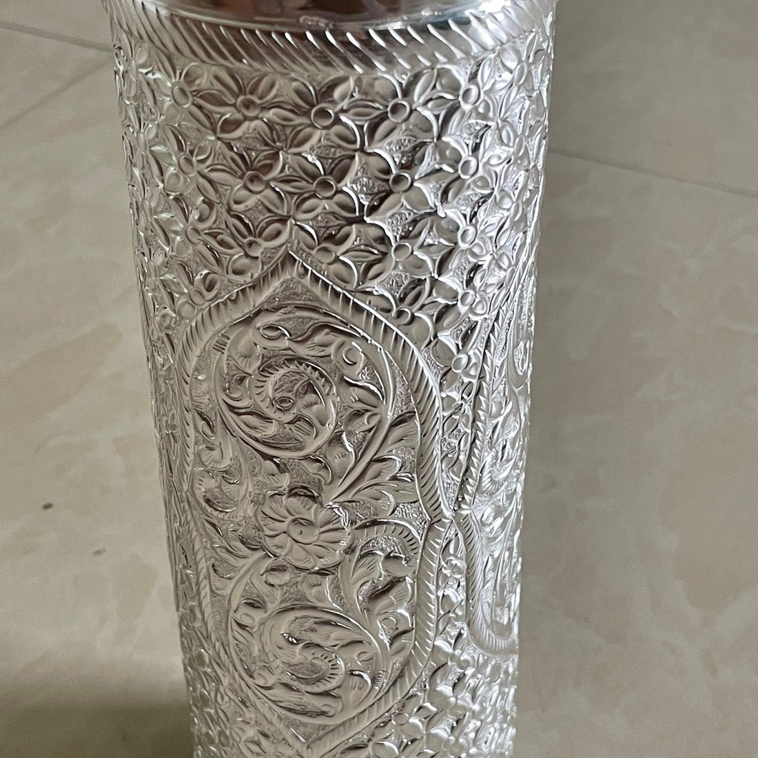 Botella de agua texturizada hecha a mano de plata esterlina 925 para regalos, refuerzo natural de inmunidad, regalo de lujo para bodas