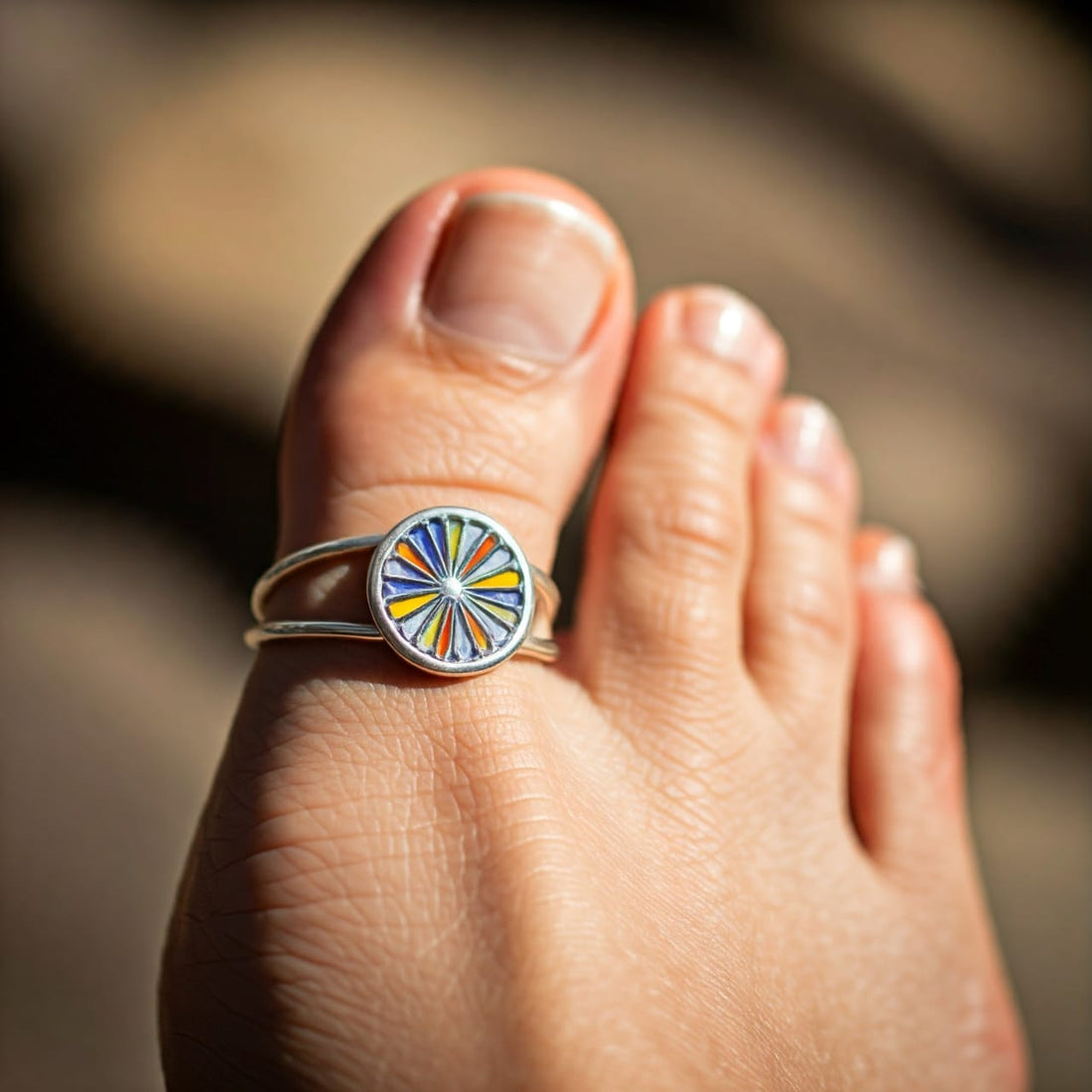 925 Silver Colorful Enamel Toe Ring