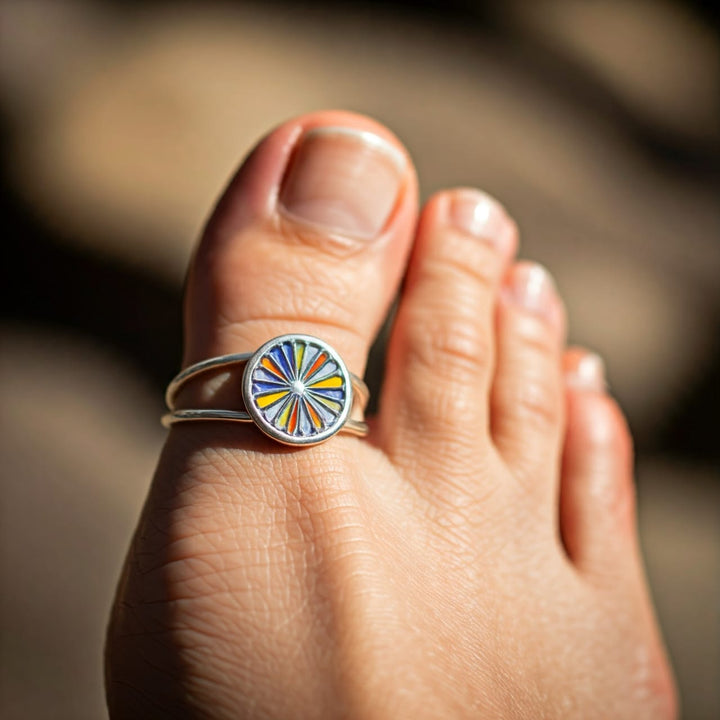 925 Silver Colorful Enamel Toe Ring