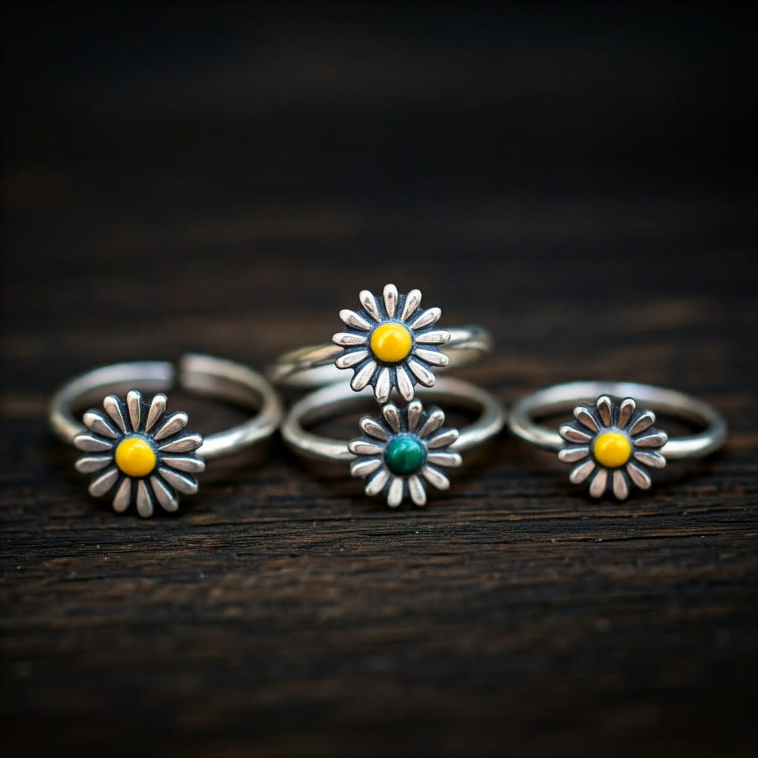 925 Sterling Silver Colorful Daisy Flower Toe Ring for Women – Vibrant & Adjustable Jewelry.