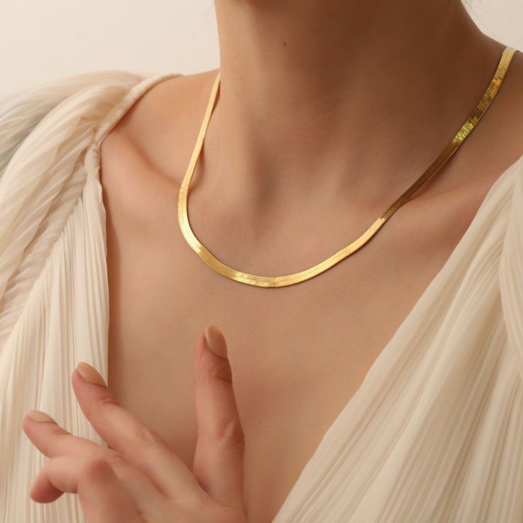 Minimalist Flat Gold Snake Chain 925 Silver Christmas Gift for Her