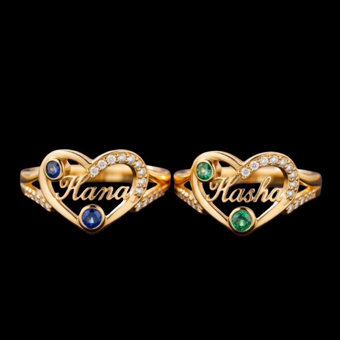 Personalize Birthstone Name Heart Ring in 925 sterling silver. 
