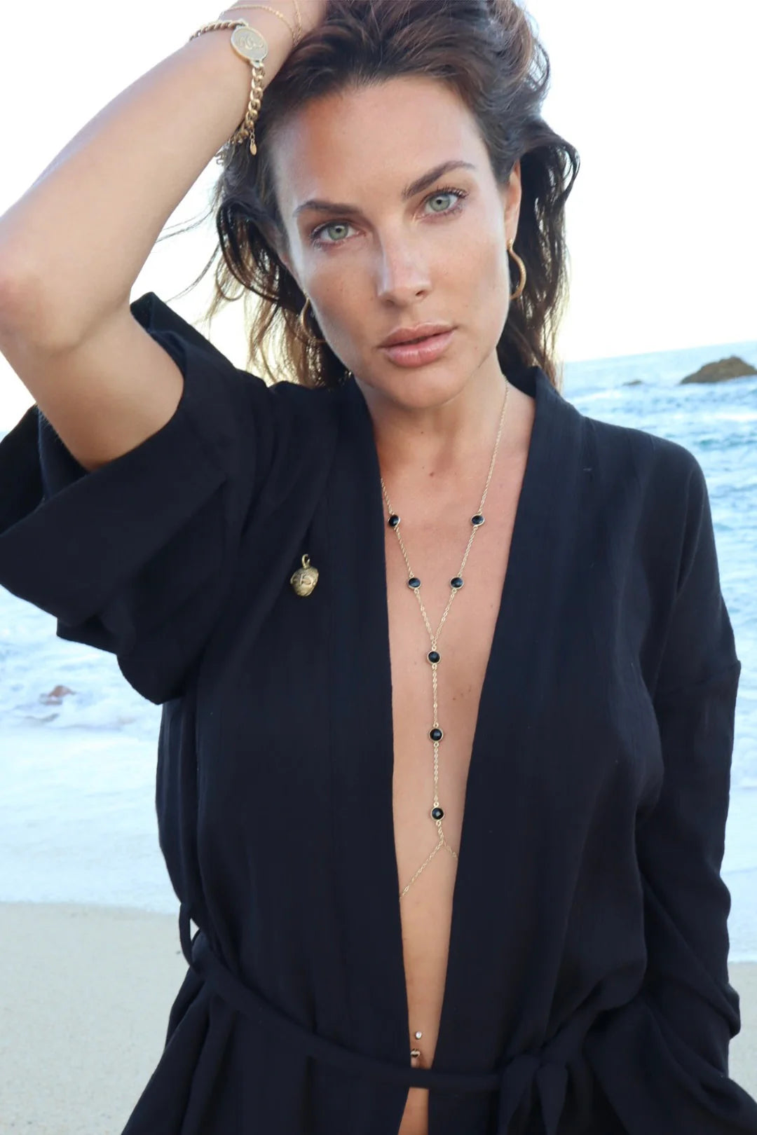Labradorite body chain in 925 sterling silver, elegant beach body jewelry for women