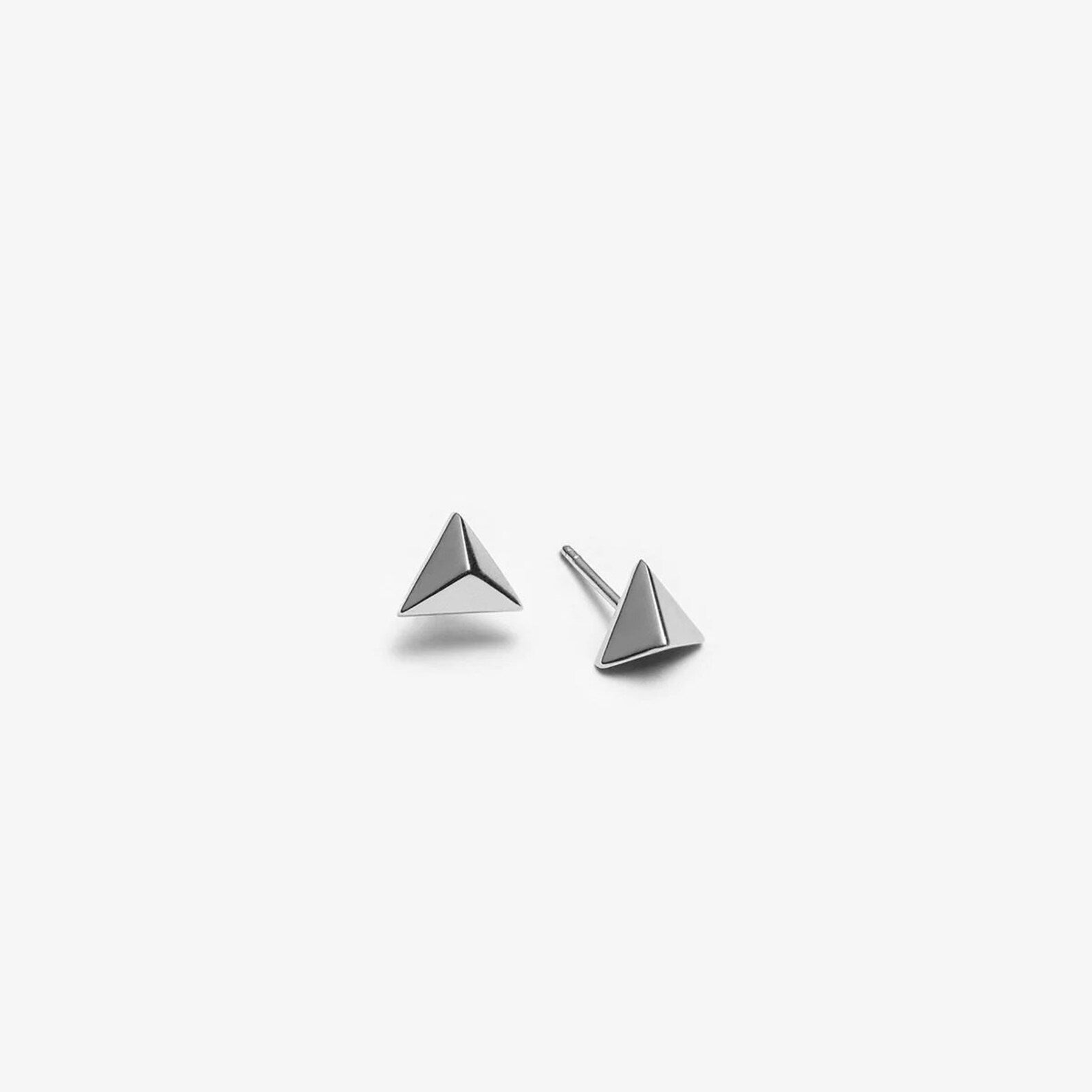 925 Silver Triangle Mens Stud Earring