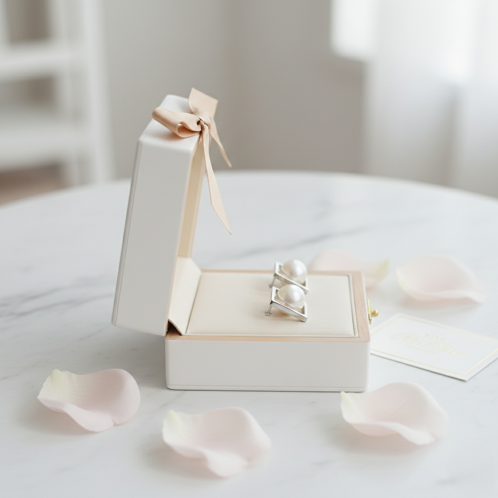 Natural square pearl stud earrings crafted in 925 sterling silver with a minimalist geometric design for women. 🤍✨