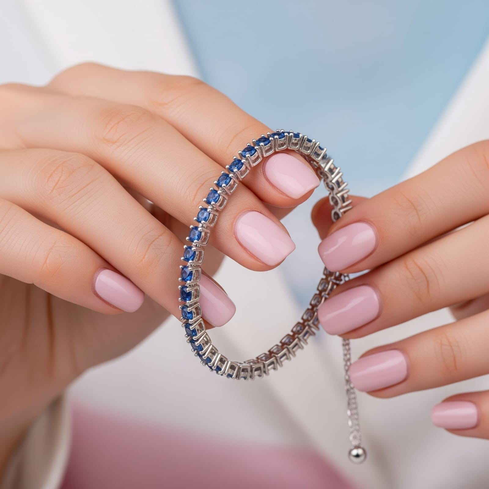 Sapphire Tennis Bracelet for woman 925 Silver Handmade Link Jewelry, 4mm Blue Gemstone Bracelet, September Gemstone Bracelet, Gift for Her