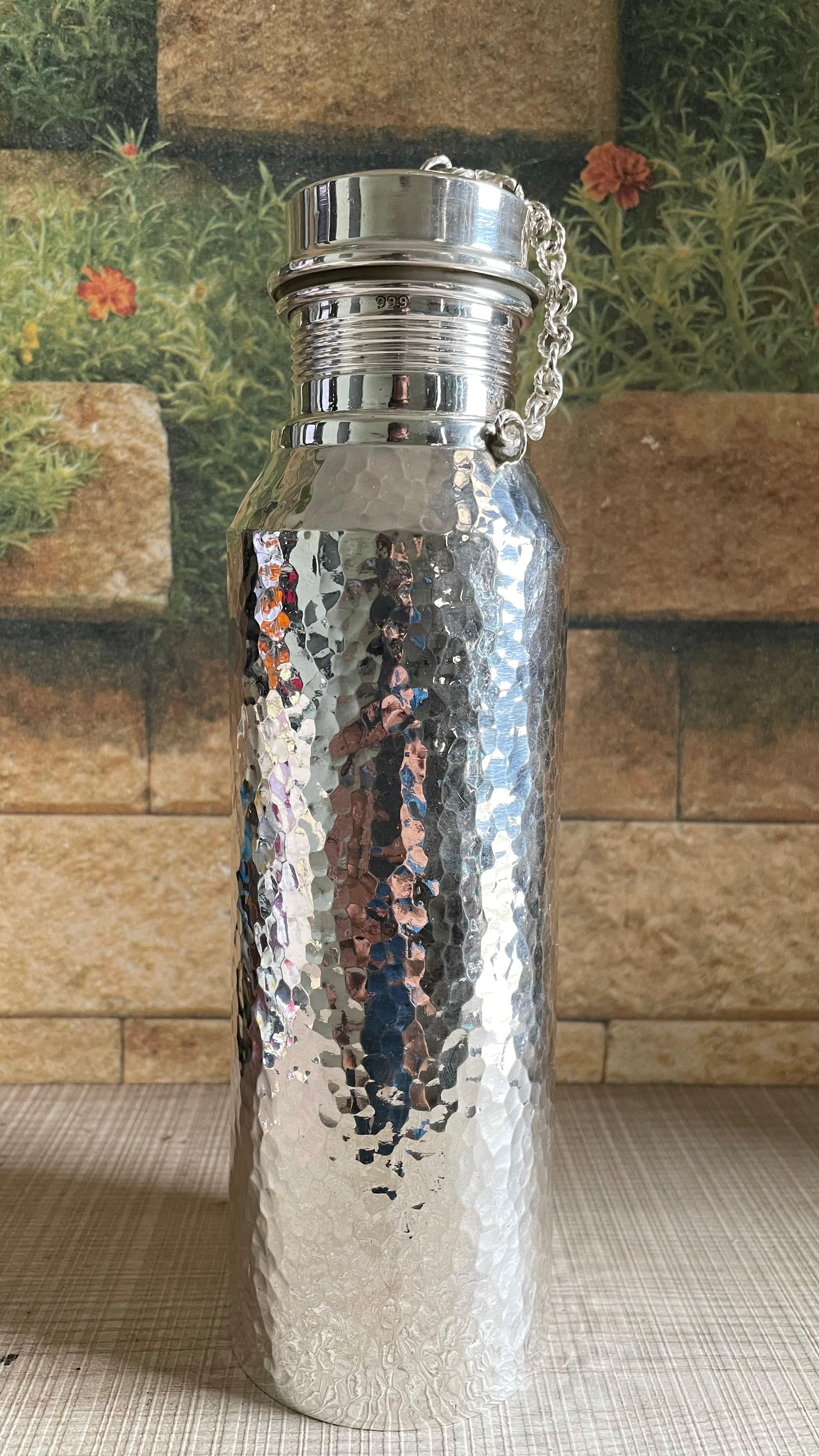 Fully Hammered Pure 999 Silver Water Bottle 1000 ml