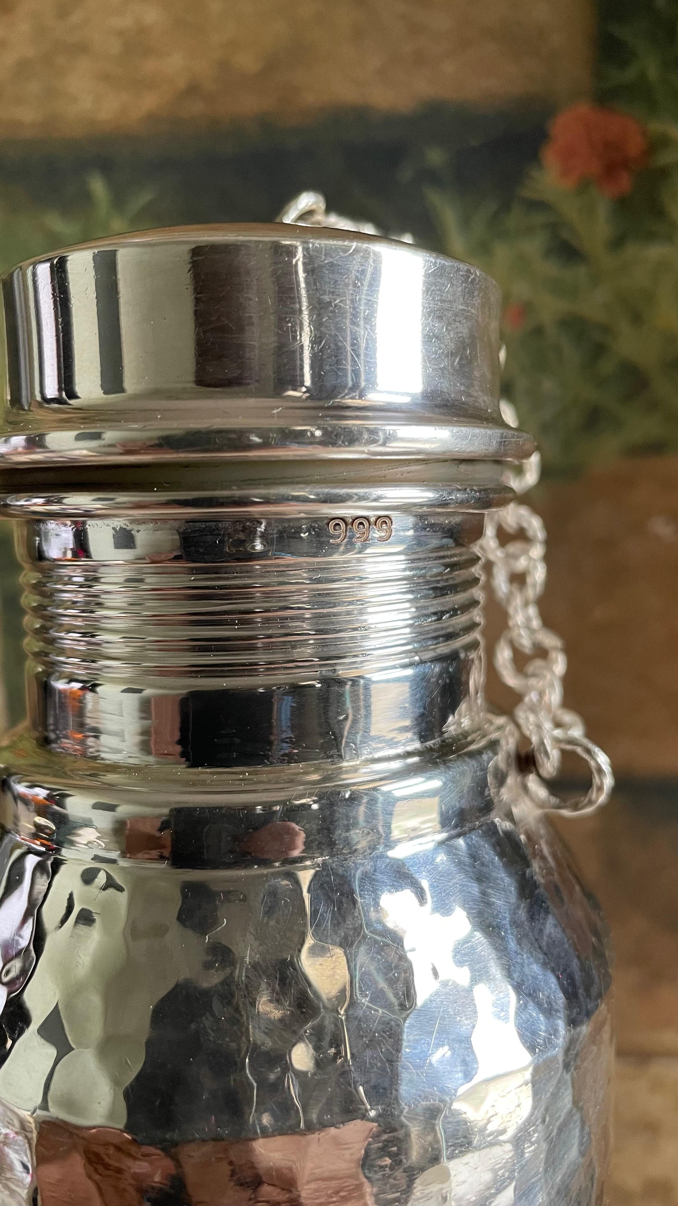 Fully Hammered Pure 999 Silver Water Bottle 1000 ml