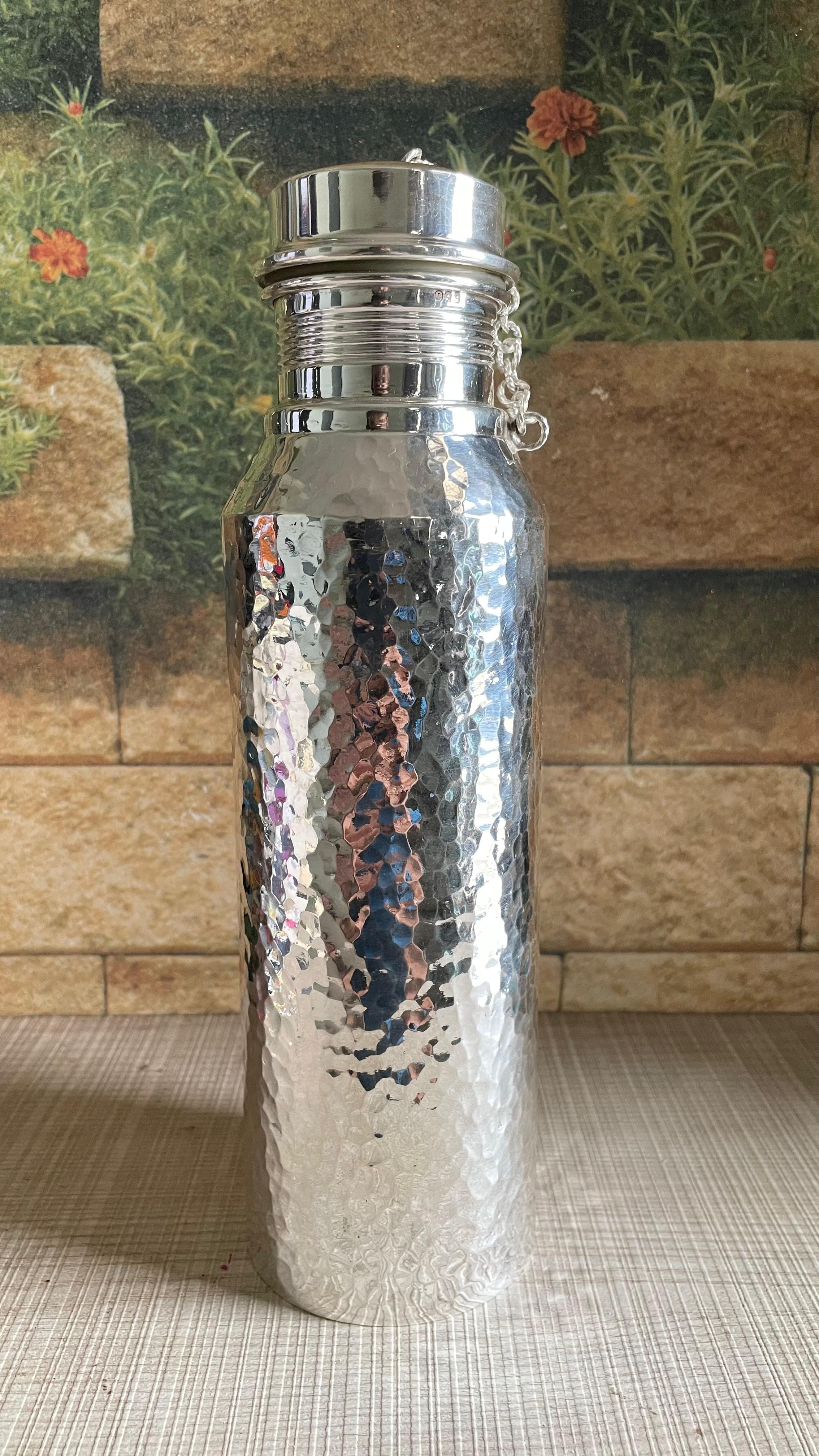 Fully Hammered Pure 999 Silver Water Bottle 1000 ml