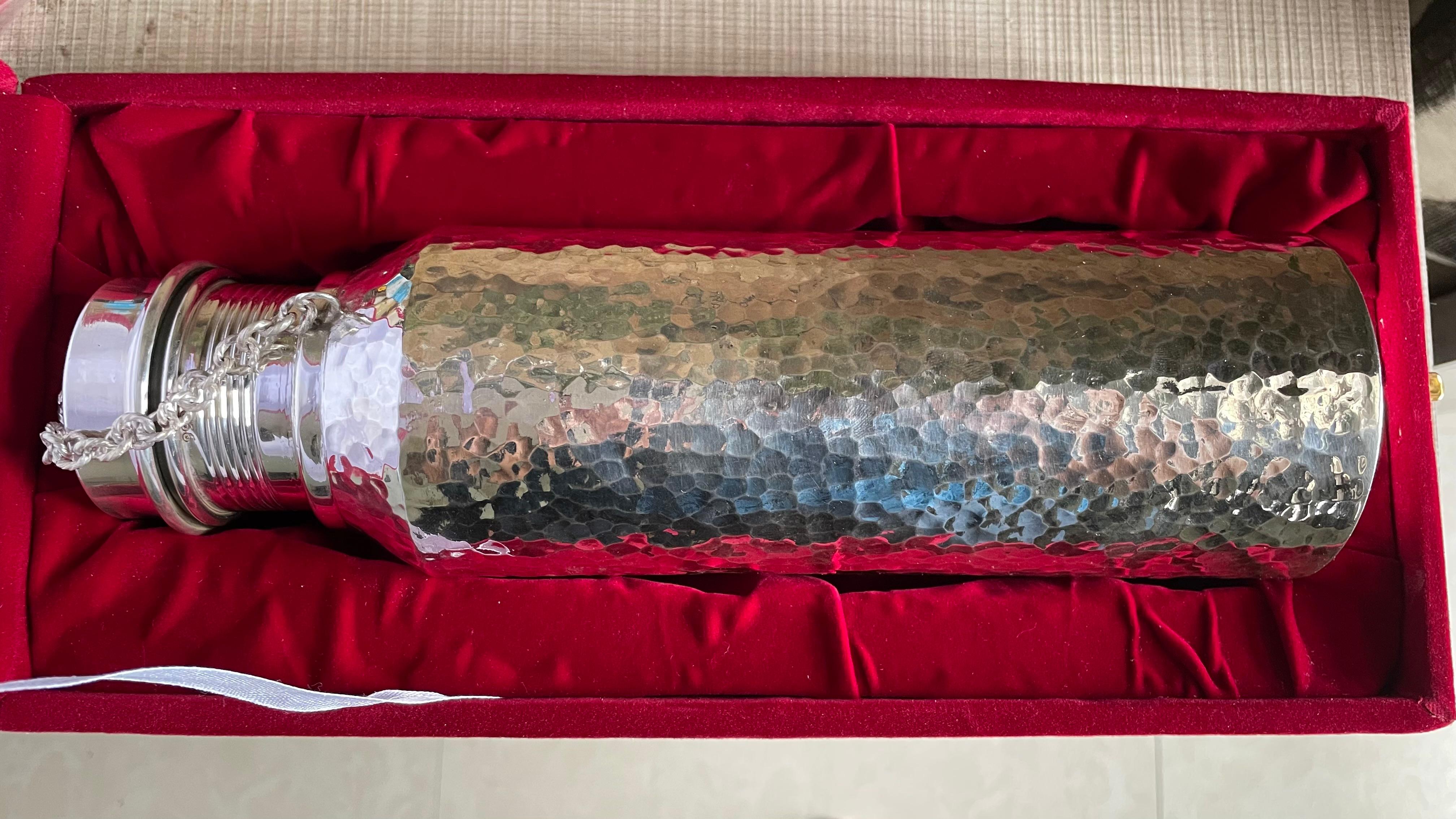 Fully Hammered Pure 999 Silver Water Bottle 1000 ml