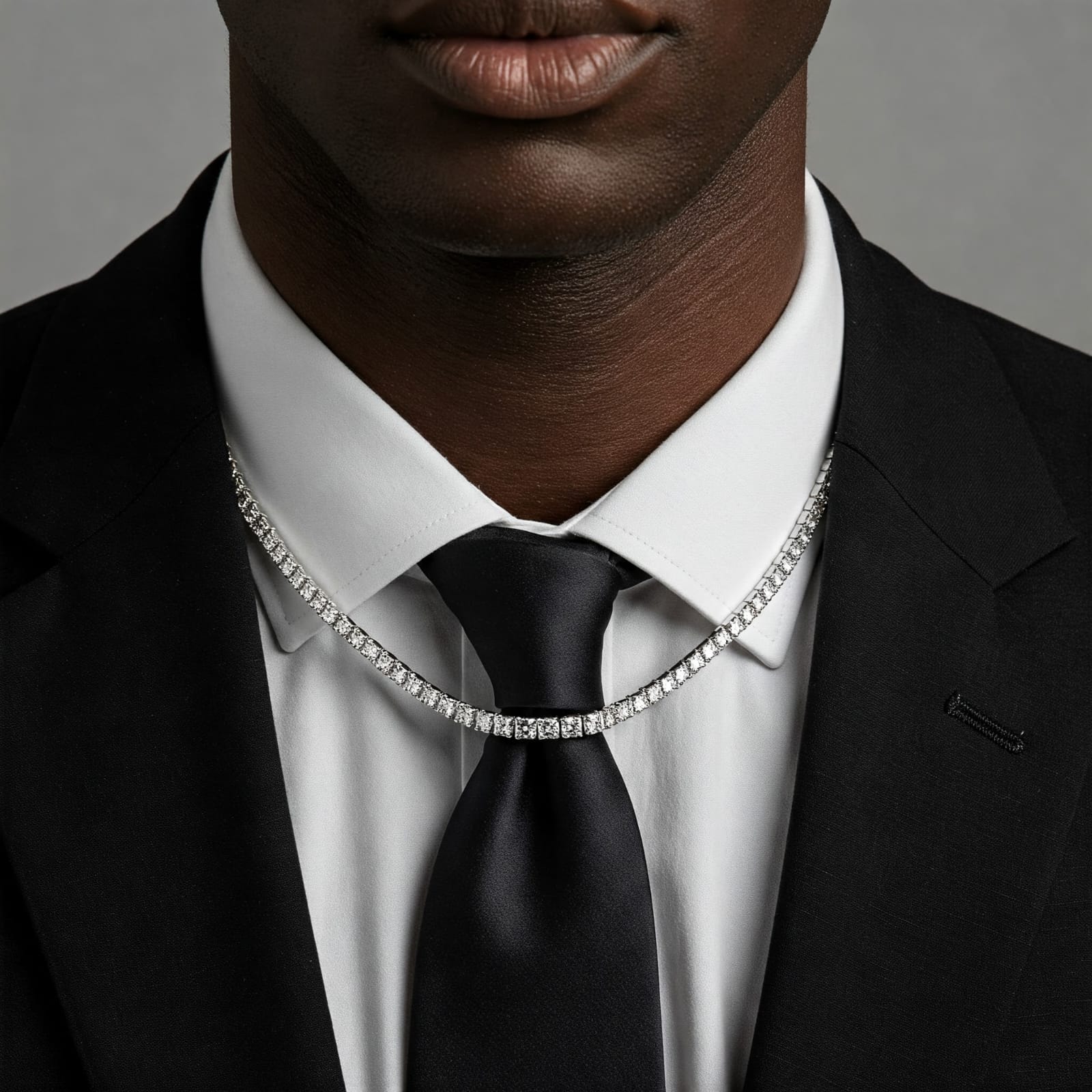 Sharukh Khan Trendy Diamond Tennis Necklace 925 Silver Jewelry for Men