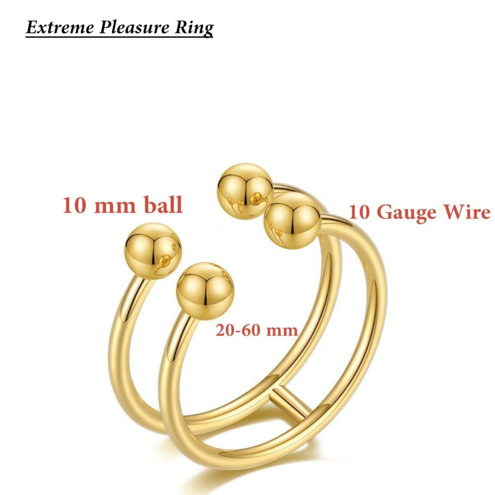 dual pleasure adjustable penis cock ring in 925 silver with gold plating