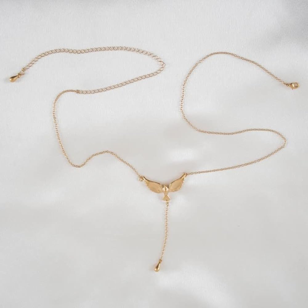 minimalist dove bird silver gold waist chain