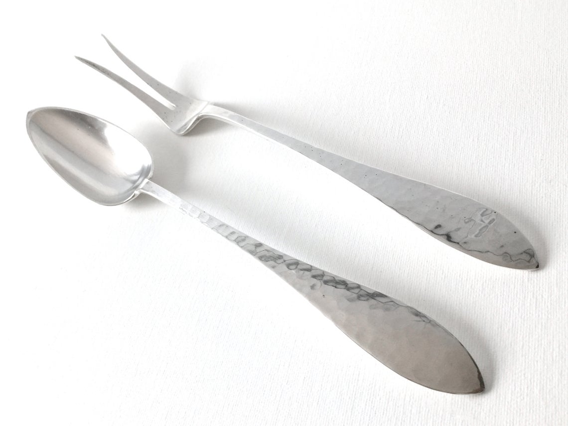 999 Pure Silver Fully Hammered Spoon and Fork Luxury Kitchen Accessories
