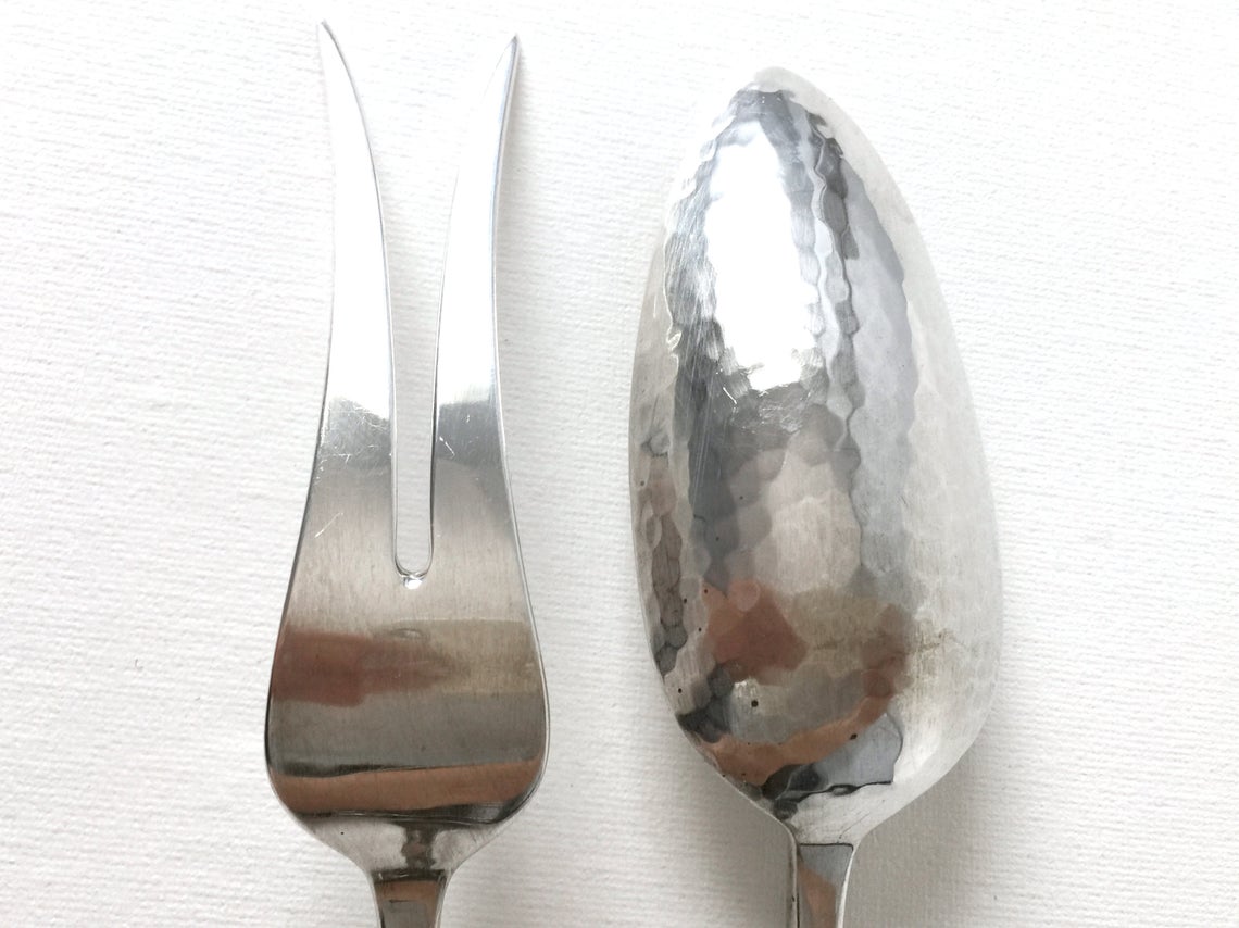 999 Pure Silver Fully Hammered Spoon and Fork Luxury Kitchen Accessories