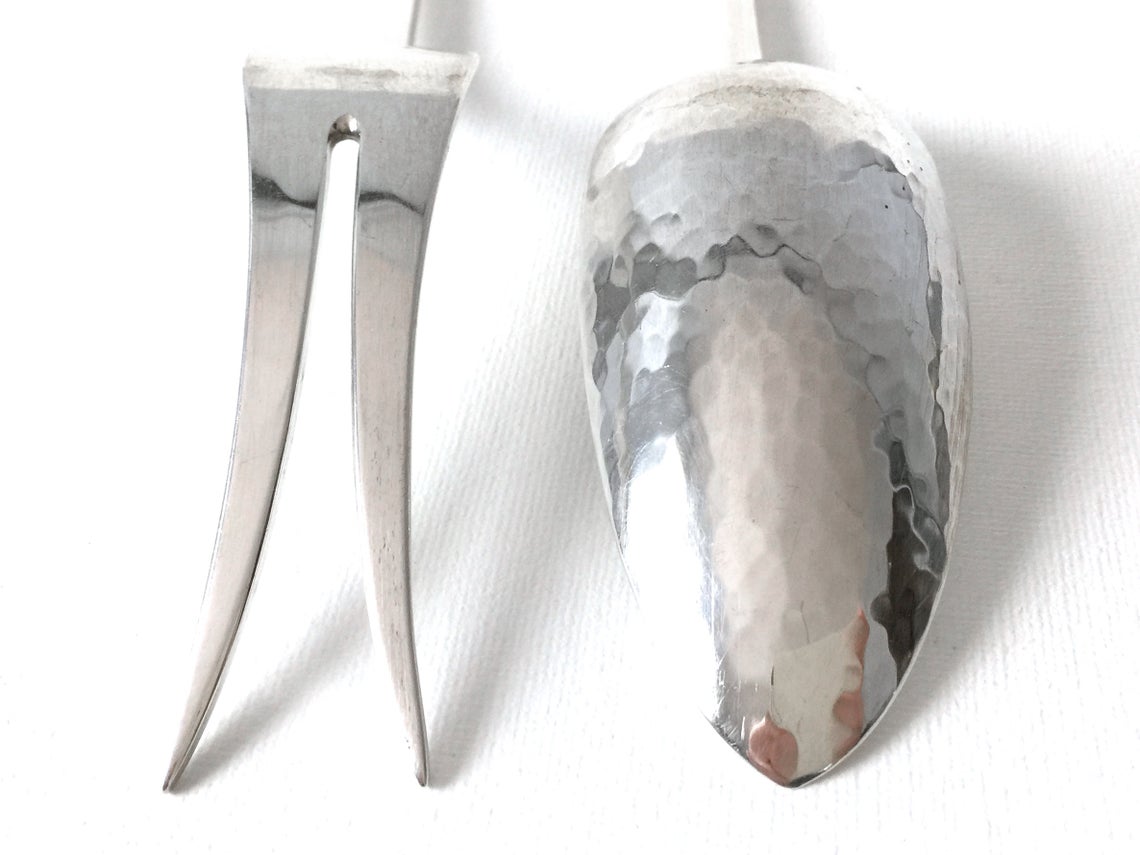 999 Pure Silver Fully Hammered Spoon and Fork Luxury Kitchen Accessories