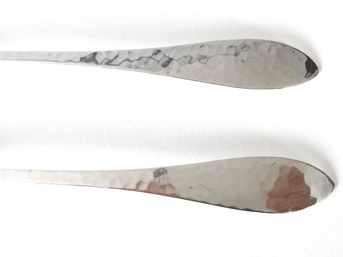 999 Pure Silver Fully Hammered Spoon and Fork Luxury Kitchen Accessories