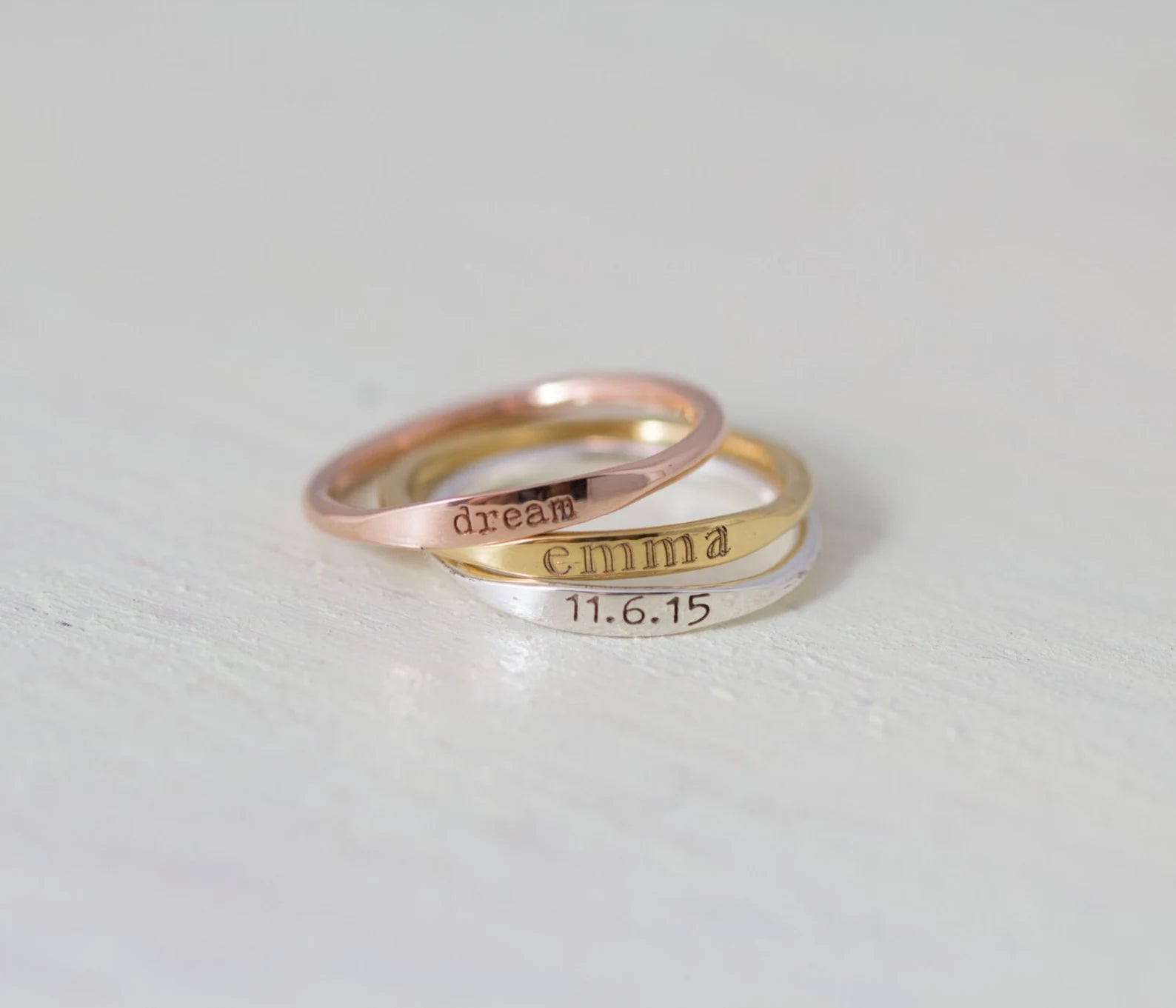Dainty Engraved Name Ring - Stackable Ring - Personalized Name Ring - Mother Ring