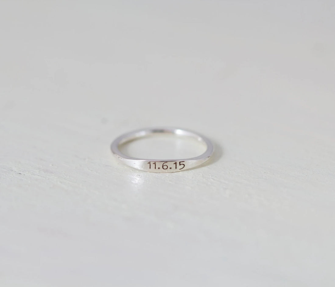 Dainty Engraved Name Ring - Stackable Ring - Personalized Name Ring - Mother Ring