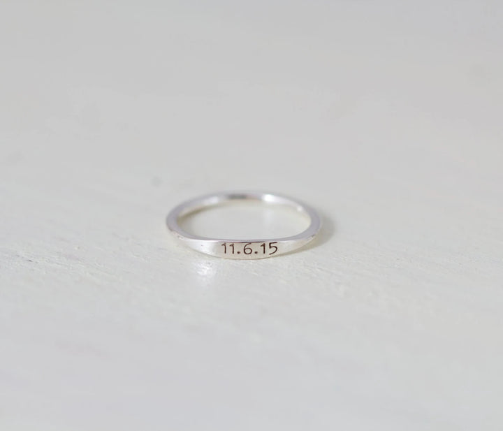 Dainty Engraved Name Ring - Stackable Ring - Personalized Name Ring - Mother Ring