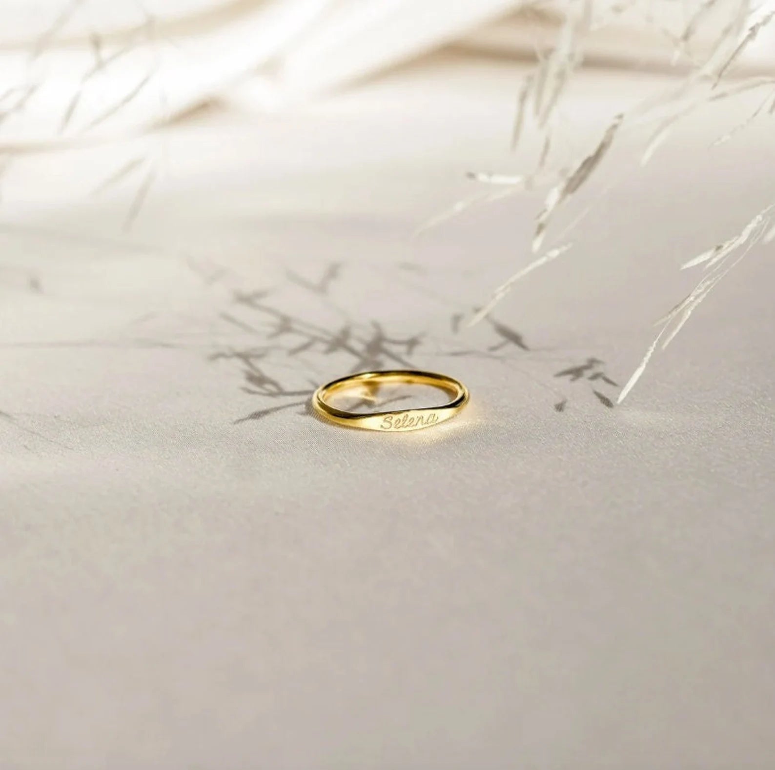 Dainty Engraved Name Ring - Stackable Ring - Personalized Name Ring - Mother Ring