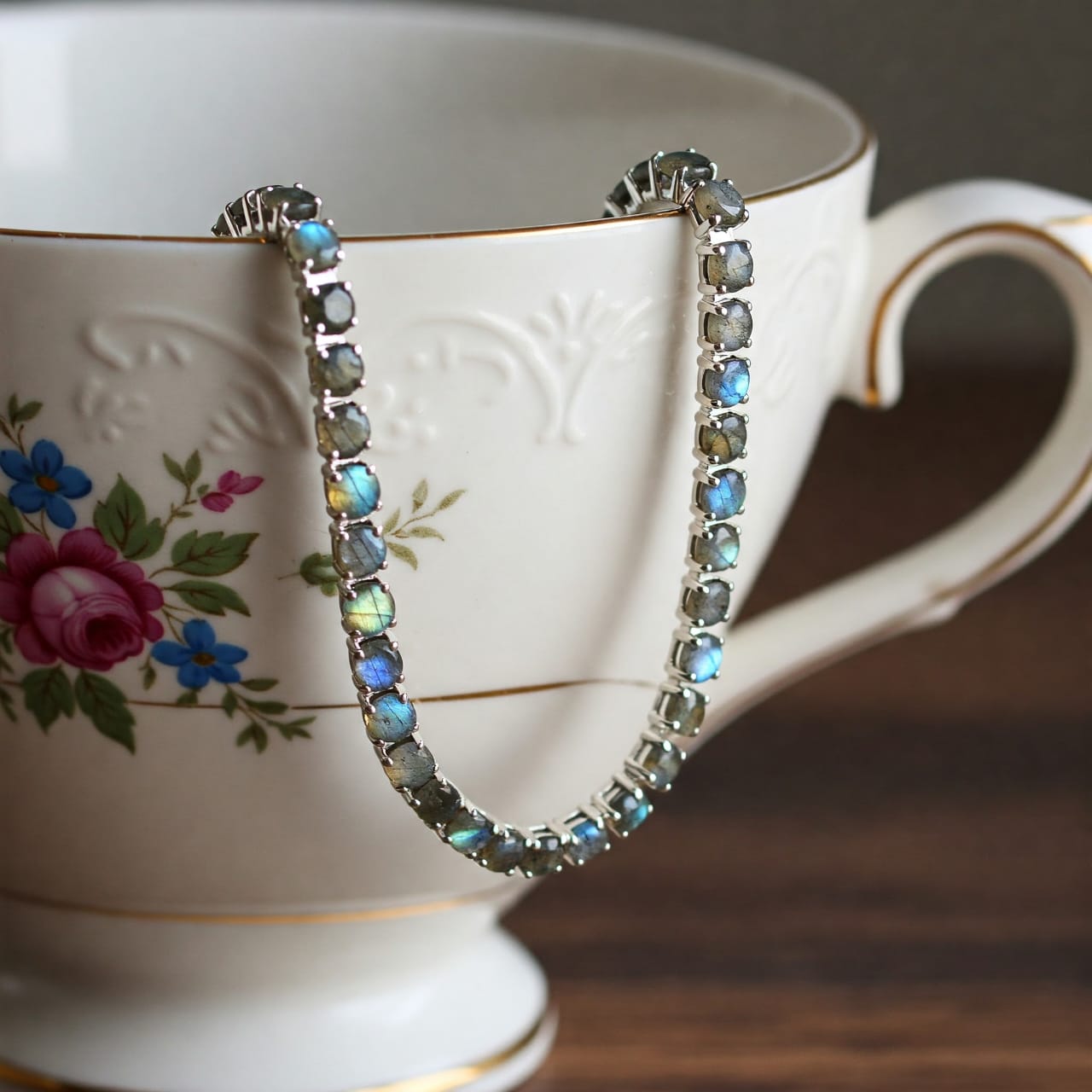 Collar de tenis de labradorita de 4 mm en plata 925 para mujer – Joyería de piedra natal curativa, collar choker minimalista en capas, regalo de boda para ella