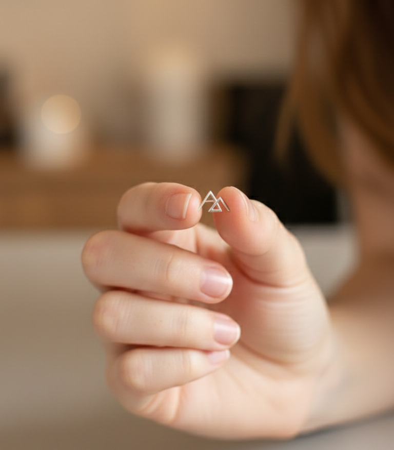 925 Sterling Silver Mountain Stud Earrings - Dainty Minimalistic Jewelry