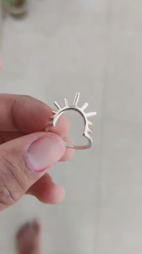 925 Silver Sunburst Ring – Dainty Minimal Nature Inspired Jewelry